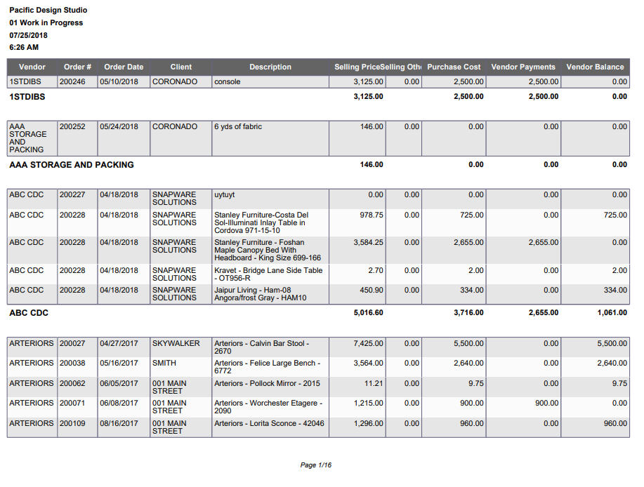 Report with all items on an order that has not been invoiced