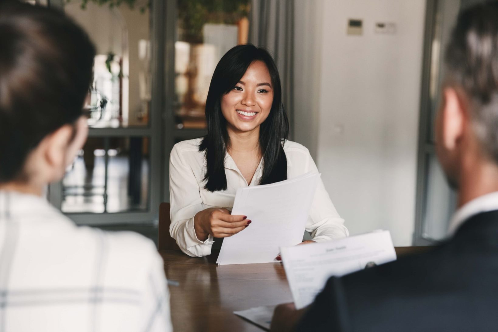 Woman during a job interview