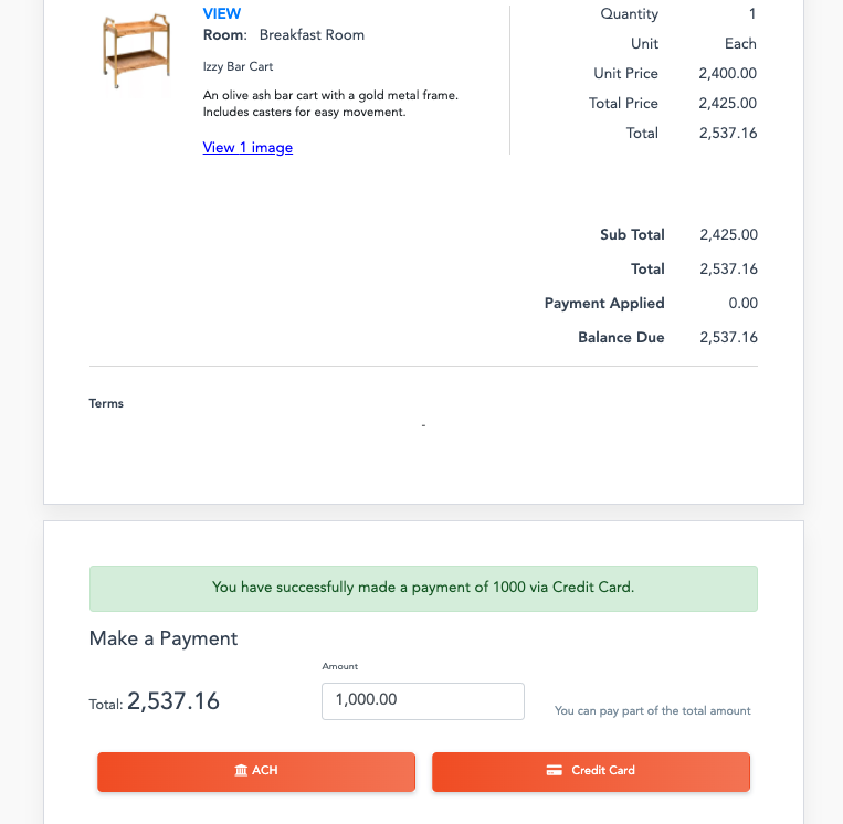 Payment page