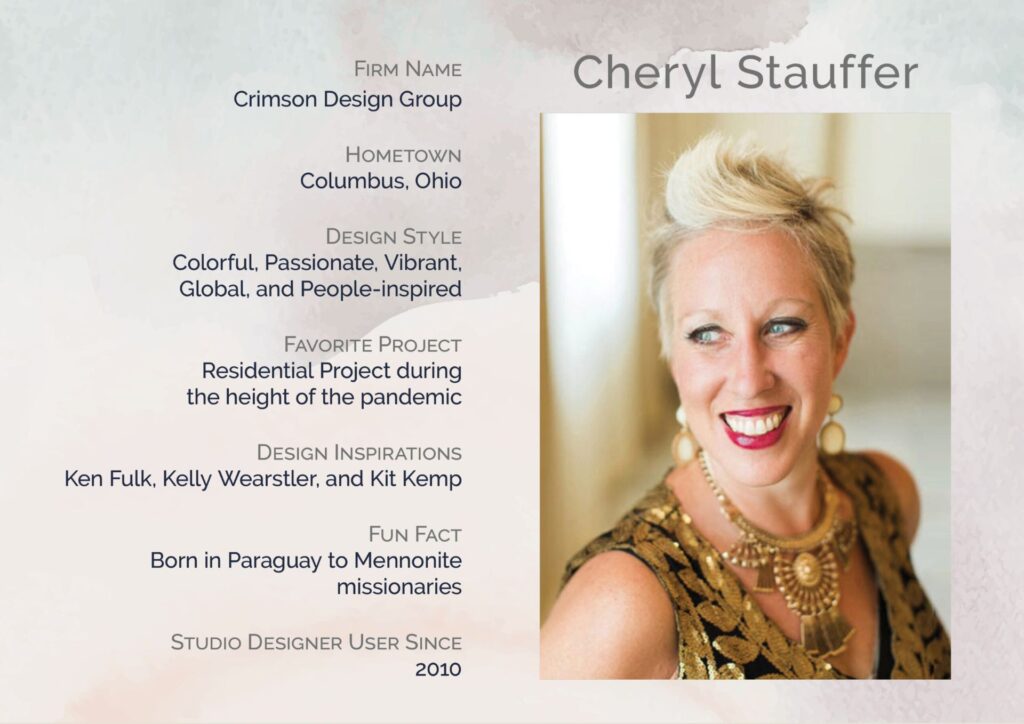 A photo of Cheryl Stauffler with information about her