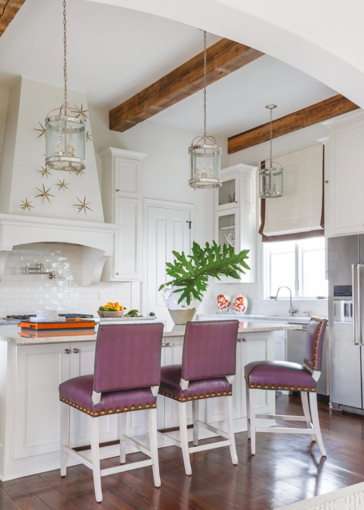 Kitchen with wooden white furniture