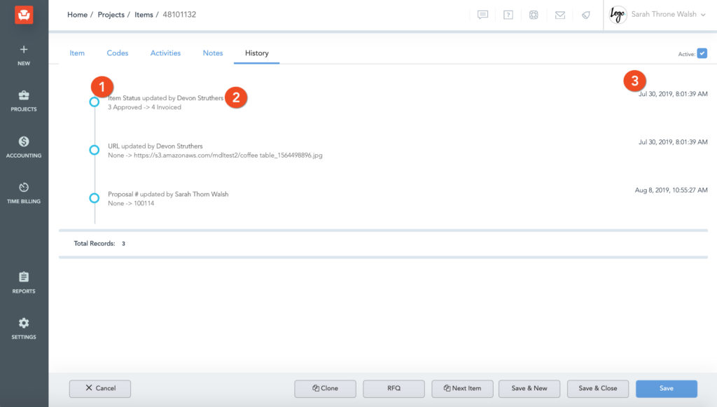 Screenshot from the app