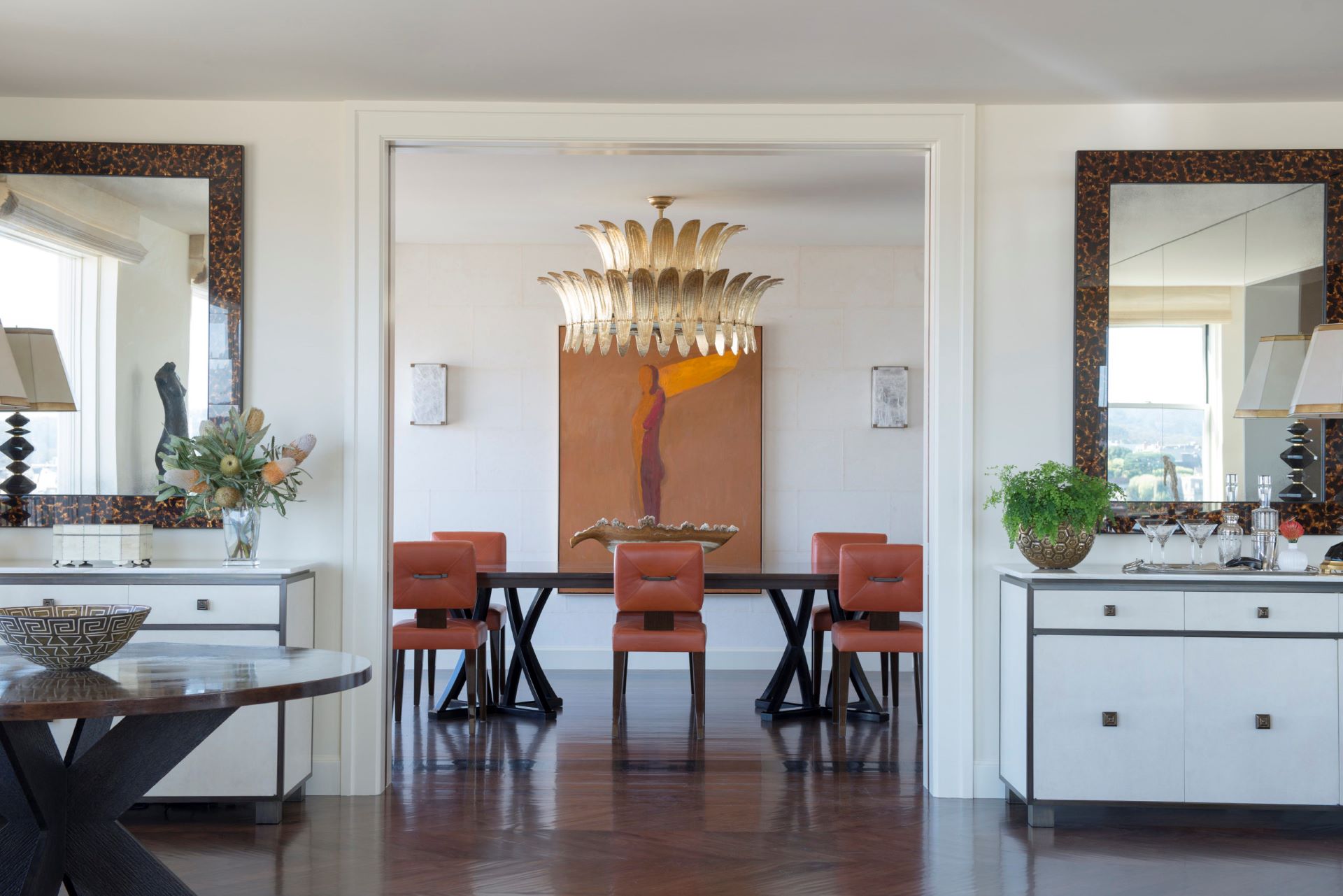 Large living room with a large table