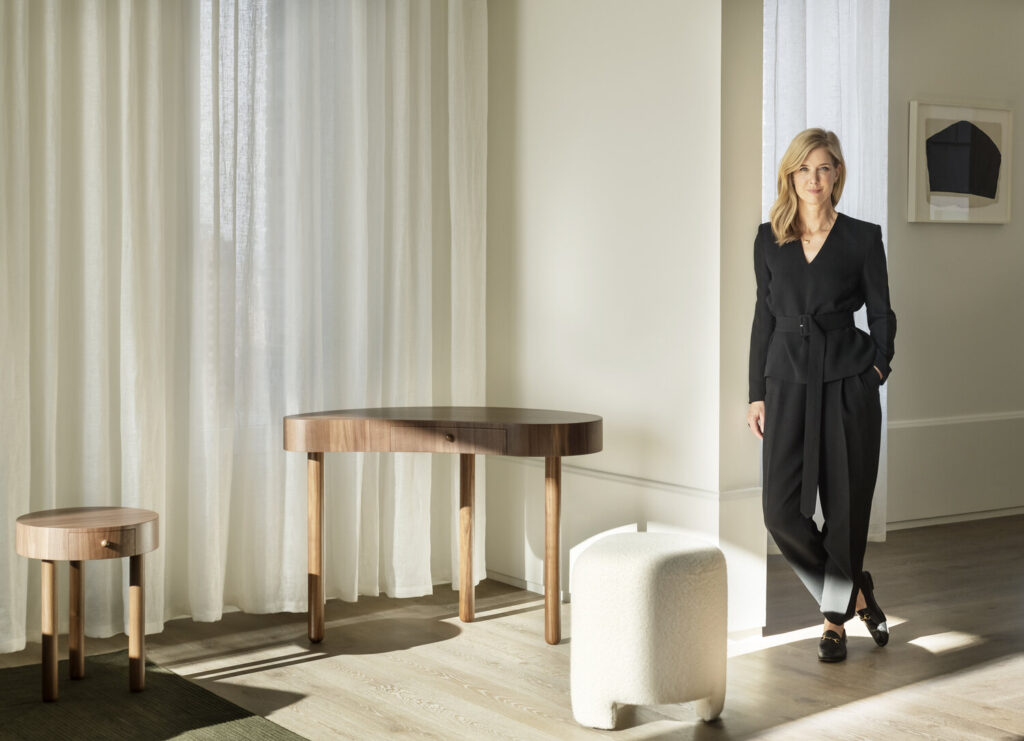 Elizabeth Roberts in the bright hall