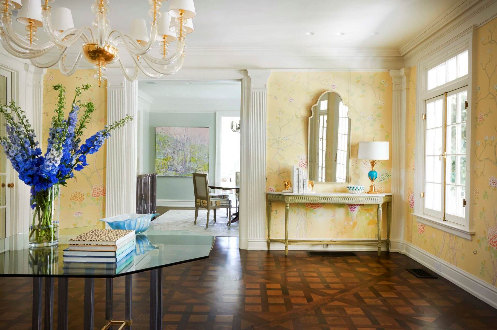 Hall with yellow walls