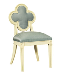 Gray chair with a clover-shaped backrest