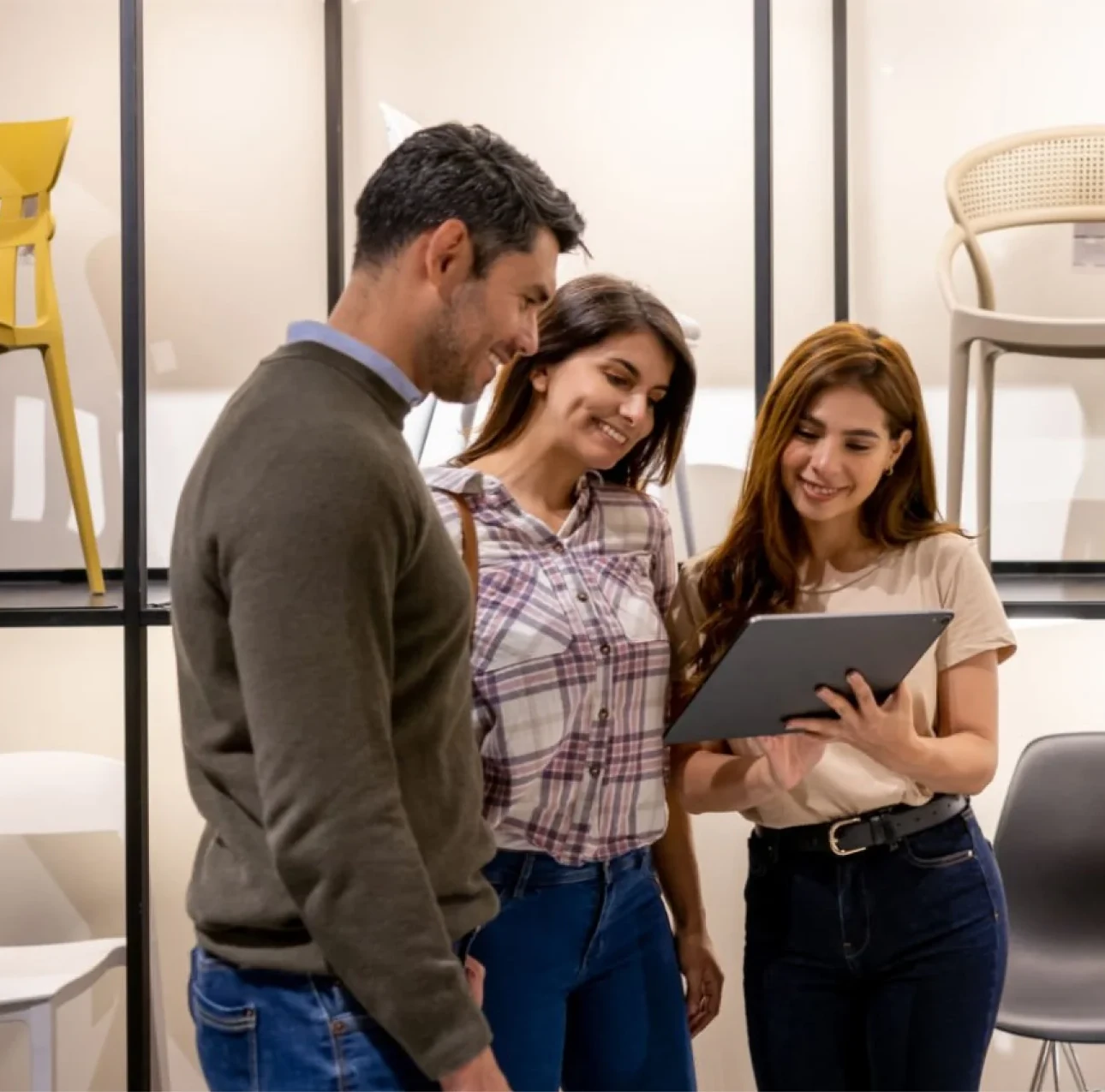 Group of people looking at the tablet screen