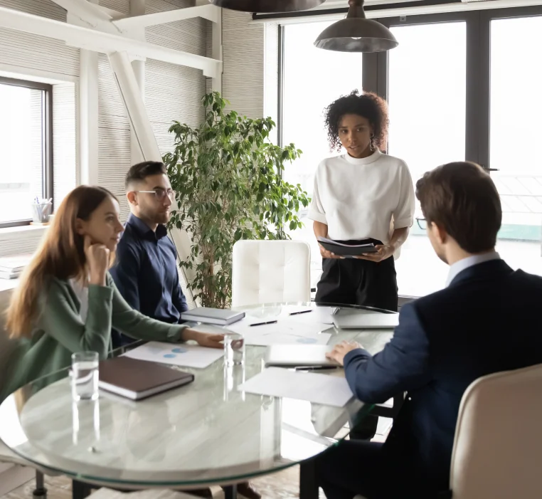 People talking in the office room