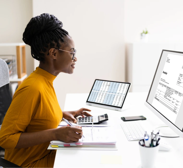 Woman working on the computer