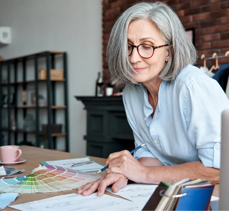 Woman looking at the documents