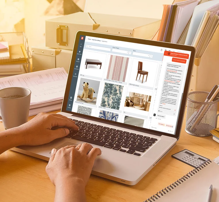 Laptop displaying Studio Designer application